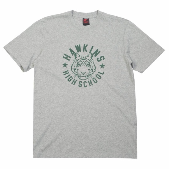 NIKE Hawkins high school stranger things shirt grey small RARE